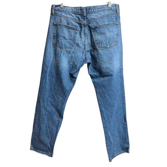 Frame Jeans Le Slouch Denim Medium Wash Straight Button Fly Leg Patch Mending - Picture 11 of 11